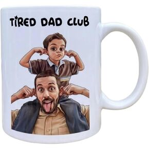 Tired Dad Club Caricature Funny Mug For Dad, Family - Custom Cartoon Drawing From Photo - Personalized Mug, World's Best Fater Oops I Mean Father Caricature Funny Mug, Gifts for Fathers Day in Kuwait