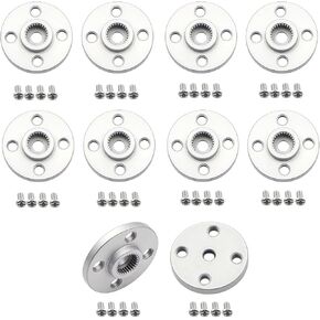 10Pcs Metal 25T Servo Horn Round Shaped Aluminum Alloy Servo Arm Horn Servo Disc with Screw RC Car DIY Robot MG995 MG996R CNC Standard Kit (Silver) in Saudi Arabia
