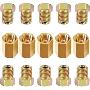MuHize Upgraded Brake Line Fittings - 15 Pieces 3/8'-24 Threads Assortment Brake Fitting for 3/16 Inch Brake Line Tube (5 Unions, 10 Nuts) in Saudi Arabia
