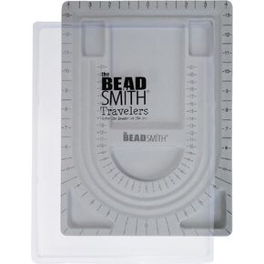 The Beadsmith Bead Board with Cover, Grey Flocked, 3 U-Shaped Channels, 6 Recessed Compartments, 9.75 x 13.25 inches, Design Boards for Creating Bracelets, Necklaces and Other Jewelry in Kuwait