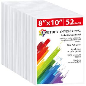 Canvas Boards for Painting, 52 Pack 8 x 10 Inch Blank Canvas for Painting Using Acrylic Paint or Oil (Pre-Primed) in Saudi Arabia