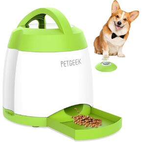 PETGEEK Automatic Dog Treat Dispenser, Interactive Pet Toy Food Dispensing for IQ Training, Dog Food Dispenser with Button Remote Push, Dual Power Supply for Indoor Outdoor Use, Blue in Saudi Arabia