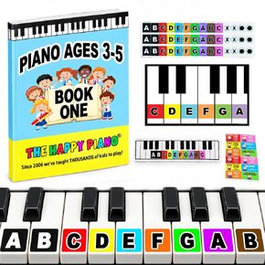 The HAPPY PIANO PRESCHOOLERS Book & Color-Coded Stickers KIT. SO EASY-to-FOLLOW. Kids Toddlers AGES 3-5. Beginner music book, BABY SHARK lesson video, FREE Book 2 (digital) 20K taught since 2006! in Saudi Arabia