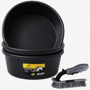 5 Pcs 3 Gallon Rubber Feed Pan with Cleaning Brush for Animals in Kuwait