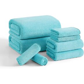 8 Piece Bathroom Towel Set |2 Jumbo Oversized Bath Sheet,2 Hand Towels,4 Washcloths| Extra Large Bath Sheet Soft Towel Set for Bathroom Hotel,Highly Absorbent Quick Dry 600 GSM Towel Set Collections in Saudi Arabia