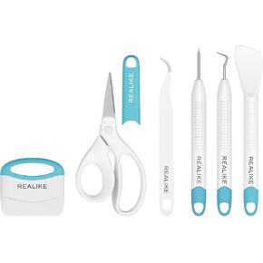 REALIKE Vinyl Weeding Tools Set Craft Vinyl Tools Kit Weeder/Scraper/Spatula/Tweezers/Scissor Basic Tool Compatible with Cricut/Silhouette/Siser HTV/Oracal Vinyl in Saudi Arabia