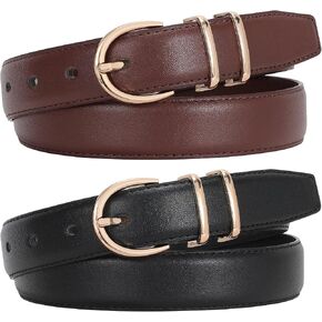 JASGOOD 2 Pack Women Leather Belt for Jeans Fashion Ladies Belts for Pants Dresses With Gold Buckle in Saudi Arabia