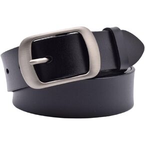 Womens Leather Belt for Jeans, Black Leather Waist Belts with Pin Buckles in Saudi Arabia
