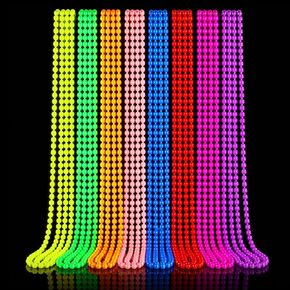 16 Pcs Neon Bead Necklaces 31.5" Glow in the Dark UV Party Bulk for Party in Kuwait