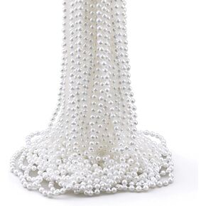 WEOXPR White Faux Pearl Bead Necklaces Bulk,Mardi Gras Beads Necklace,32 Inch Faux Pearl Necklaces for Women,Party Decorations Necklace in Kuwait