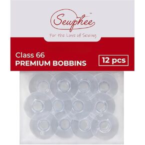 Sewphee 12pcs Sewing Machine Bobbins – Clear Class 66 Compatible Singer Bobbins Packaged in Canada - Durable Plastic Bobbin Set in Kuwait