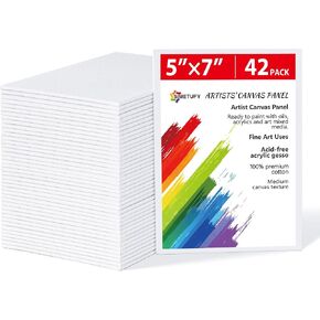 42 Pack 5x7 Inch Canvases for Painting,10 oz Double Primed Acid-Free 100% Cotton Canvas Panels,Blank Flat Canvas Board for Acrylics Oil Watercolor Paints in Saudi Arabia