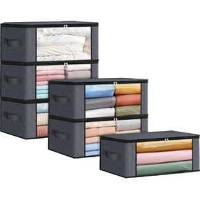 Fab totes 2 Pack Clothes Storage, Foldable Blanket Storage Bags, Storage Containers for Organizing Bedroom, Closet, Clothing, Comforter, Organization and Storage with Lids and Handle, Black in Saudi Arabia
