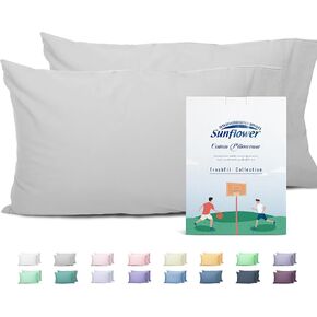 Sunflower Queen Pillowcases Set of 2, 100% Cotton Queen Pillow Cases 2, 20×30 inches Ash, Soft and Breathable in Saudi Arabia