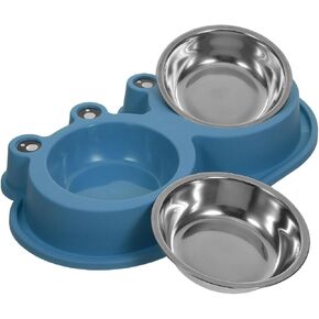 Double Cat Bowl with Built-in Moat, Nonslip Base, Blue PET Feeder in Saudi Arabia