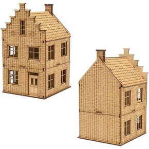 1/72 Scale European House Model Kit – Wooden 3D Puzzle for Adult Hobbyists, Paintable Architectural Display Craft. (Retro) in Kuwait