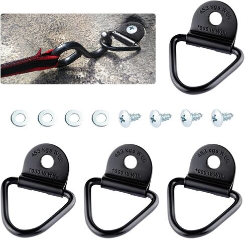 SSNNUU 4PCS V-Ring Tie Down Anchor,Heavy Duty Truck Bed Tie Down Anchors with 1000 Lbs Capacity,Replacement for D Ring Tie Down Fits Trucks,Trailers,UTVs,Warehouses with Screw Fitting Set in Kuwait