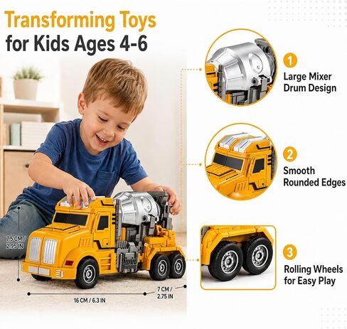 Deformable Toys for Boys 4-6,Cement Mixer Truck Robot Kid Toy Cars in Kuwait