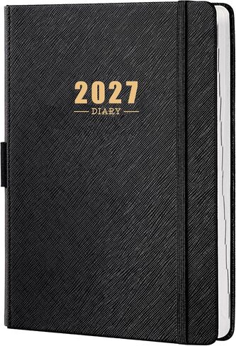 كتاب ومخطط مواعيد أسبوعية 2022-2023 - مخطط يومي للساعة 2022-2023، يوليو 2022- يونيو 2023، 20.32 سم × 25.4 سم، فاصل 15 دقيقة، جلد ناعم مع ورق سميك - أسود in Kuwait