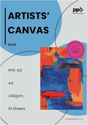 PPD Inkjet Canvas 100% Real Printable Cotton LTR 8.5 x 11" 125lbs. 340gsm 17mil x 10 sheets (PPD083-10) in Saudi Arabia