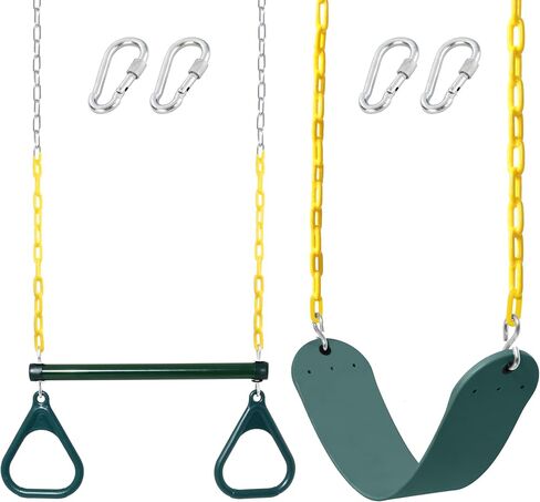 Trapeze Swing SeatBar Rings 48'' Heavy Duty Plastic Coated Chains Swing Set Accessories in Kuwait