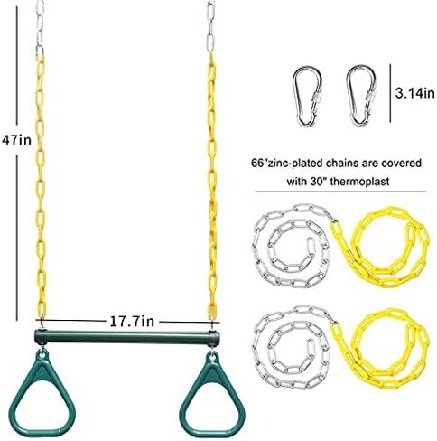 Trapeze Swing SeatBar Rings 48'' Heavy Duty Plastic Coated Chains Swing Set Accessories in Kuwait