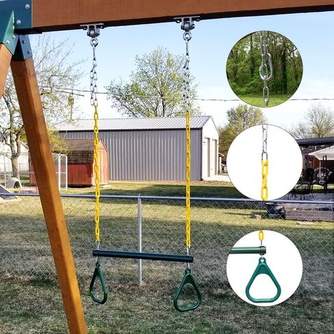 Trapeze Swing SeatBar Rings 48'' Heavy Duty Plastic Coated Chains Swing Set Accessories in Kuwait
