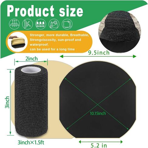 15 Pack Horse Hoof Tape with 3 Rolls of Vet Wrap, Breathable Magic Cushion Hoof Packing, Cotton Strong Sticky Horse Hoof Wraps Additional Protection for Hoof Hoove Wound Management in Saudi Arabia