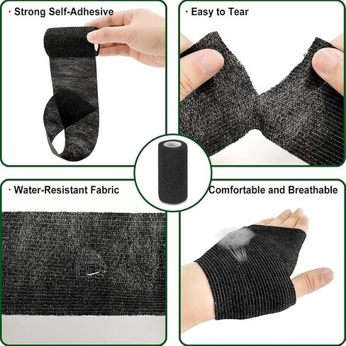 15 Pack Horse Hoof Tape with 3 Rolls of Vet Wrap, Breathable Magic Cushion Hoof Packing, Cotton Strong Sticky Horse Hoof Wraps Additional Protection for Hoof Hoove Wound Management in Saudi Arabia