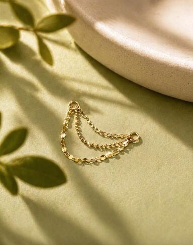 NOKMIT 14K Gold Ear Chain Connectors, Triple Layer Set for Double Piercing in Saudi Arabia
