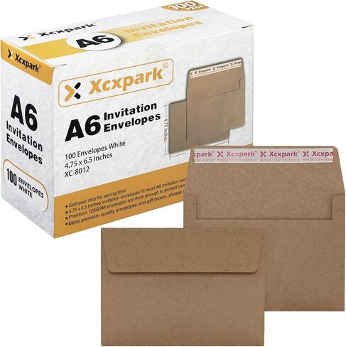 مغلفات دعوة Xxcxpark 200 Qty قابلة للطباعة مقاس A6 4.75 × 6.5 بطاقة، مغلفات ورقية بيضاء ذاتية الغلق 120 جرام في المتر المربع للدعوات والأوراق والصور والمستندات وحفلات الزفاف وحفلات استقبال الأطفال، سهلة الغلق والتقشير in Kuwait
