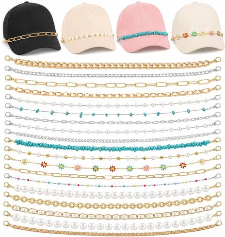 Hat Chains Bulk, 20 Pcs Trucker Hat Chains and Charms, Assorted Styles in Saudi Arabia