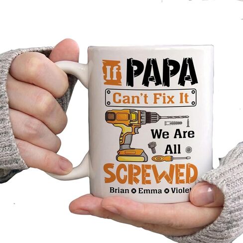 If Papa Can’t Fix It No One Can Personalized Funny Dad Coffee Mug, Handy Man Dad Mug Gift For Papa Grandpa, Mug For Dad From Son Daughter in Saudi Arabia