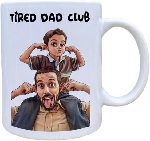 Tired Dad Club Caricature Funny Mug For Dad, Family - Custom Cartoon Drawing From Photo - Personalized Mug, World's Best Fater Oops I Mean Father Caricature Funny Mug, Gifts for Fathers Day in Kuwait