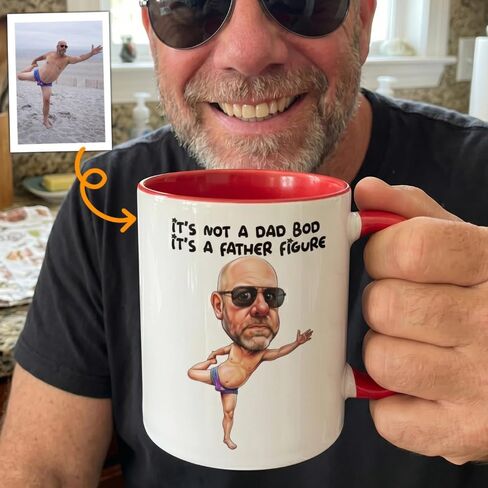 Tired Dad Club Caricature Funny Mug For Dad, Family - Custom Cartoon Drawing From Photo - Personalized Mug, World's Best Fater Oops I Mean Father Caricature Funny Mug, Gifts for Fathers Day in Kuwait