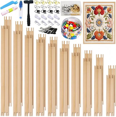 40pcs Needlepoint Stretcher Bars with Thumb Tack, 10 Sizes Wooden Canvas Splicing Stretcher Bars, Needlepoint Embroidery Stitch Frame Set, The Ideal Gift for Embroidery Enthusiasts, Women's Gifts in Saudi Arabia