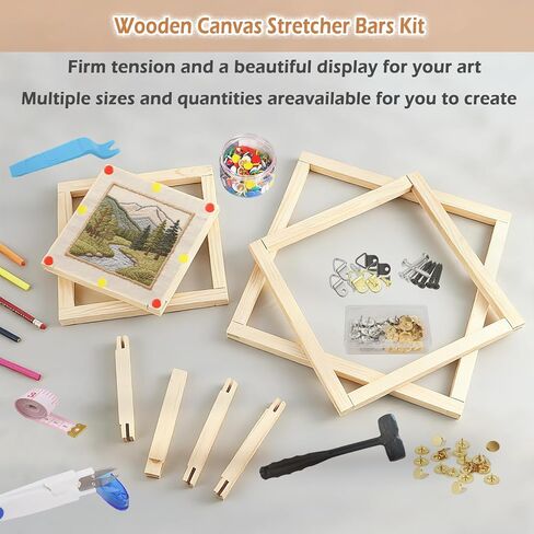 40pcs Needlepoint Stretcher Bars with Thumb Tack, 10 Sizes Wooden Canvas Splicing Stretcher Bars, Needlepoint Embroidery Stitch Frame Set, The Ideal Gift for Embroidery Enthusiasts, Women's Gifts in Saudi Arabia