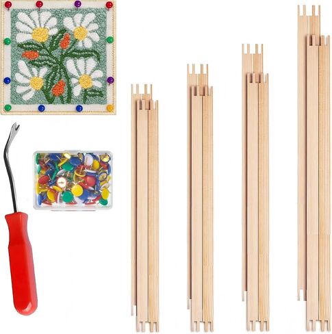 16Pcs 4 Sets Stretcher Bars for Needlework,10 Different Size Wooden Canvas Splicing Stretcher Bars Needlepoint Embroidery Stitch Frame Set for Crafts Art Supplies(Set 2(16+1+40)) in Kuwait
