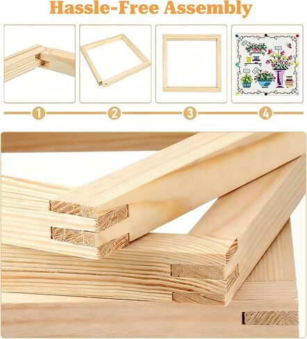 16Pcs 4 Sets Stretcher Bars for Needlework,10 Different Size Wooden Canvas Splicing Stretcher Bars Needlepoint Embroidery Stitch Frame Set for Crafts Art Supplies(Set 2(16+1+40)) in Kuwait