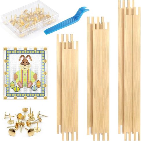 6 Sets Needlepoint Stretcher Bars for Needlework with 40 Tacks, 6 Sizes 24 Pcs Wooden Canvas Stretcher Bars Needlepoint Frame Set Art Supplies for Needlework Embroidery, Embroidery Enthusiasts's Gifts in Saudi Arabia