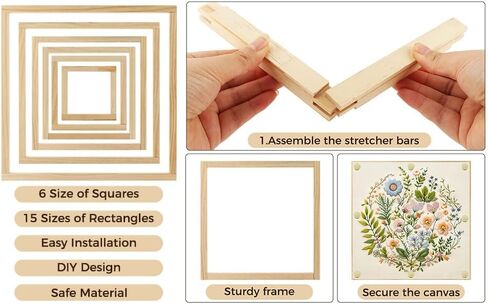 24 PCS Needlepoint Wooden Stretcher Bars Set, 6 Sizes 6/8/10/12/14/16 Inch in Kuwait