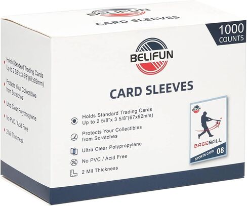 1000ct Soft Trading Card Sleeves - Clear Penny Sleeves, Toploaders for Trading Cards, Card Protector Sleeves for Standard Cards, Baseball Cards, Sports Cards, Game Cards, MTG, Football Cards in Kuwait