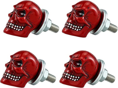 Abfer Motorcycle License Plate Bolts Skull Fasteners Screws Anti Theft Car Tag Frames Fit for Most Vehicle (Green) in Kuwait