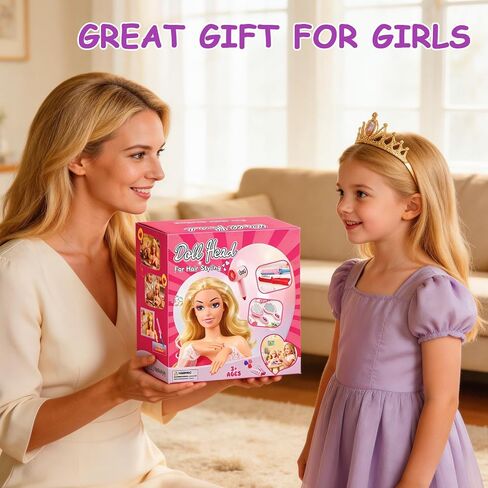 Doll Head for Hair Styling Kids,Pretend Play Hair Salon Toys,Mannequin Head for Girls,Ideas Birthday Gifts for 3 4 5 6 7 8-10 Year Old Girls in Kuwait