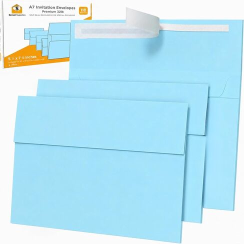 أظرف للدعوات مقاس 5 × 7 - 110 مظاريف بيضاء لبطاقات مقاس 5 × 7 - مقاس A7 - (5 ¼ × 7 ¼ بوصة) - مثالية لحفلات الزفاف، والتخرج، وحفلات استقبال المولود الجديد - 120 جرامًا لكل متر مربع - قشر واضغط وختم ذاتيًا - غطاء مربع in Kuwait