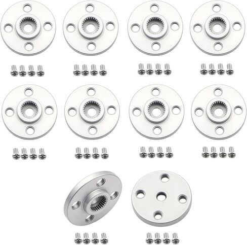 10Pcs Metal 25T Servo Horn Round Shaped Aluminum Alloy Servo Arm Horn Servo Disc with Screw RC Car DIY Robot MG995 MG996R CNC Standard Kit (Silver) in Saudi Arabia
