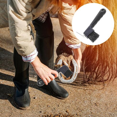 Horse Hoof Pick with Nylon Brush and Rubberized Stainless Steel Grip in Saudi Arabia