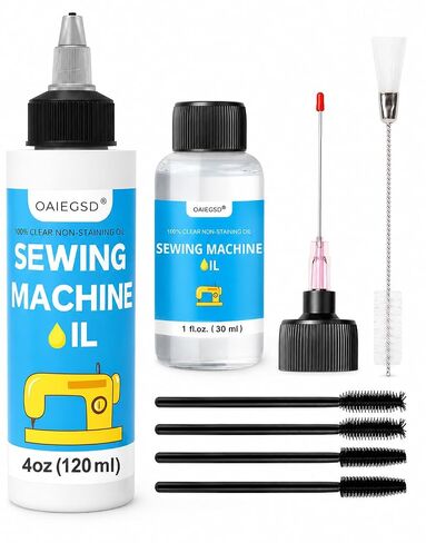 1oz Fine Light Sewing Machine Oil and Lubricant with Needle Tip and Dual-Ended Brush, Commercial & Industrial Mineral Sewing Machine Oil for Lubricating Moving Parts of Textile Machinery, by OAIEGSD in Kuwait