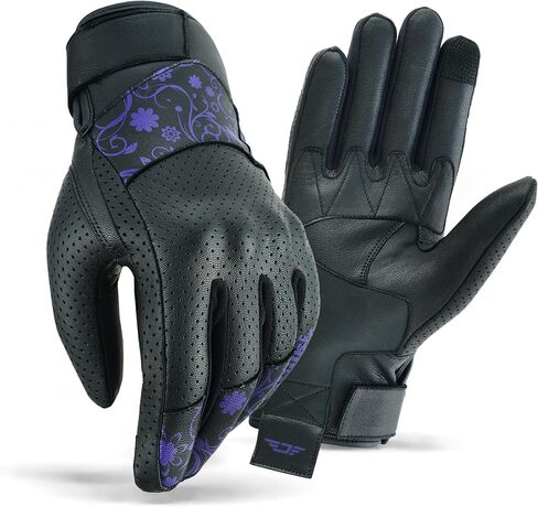 JAUNTY Motorcycle Gloves for Women Leather Riding Touchscreen Gloves for Ladies with Hard Knuckle Perforated Breathable Biker Gloves ATV BMX Combat Motocross Gloves for Riding Racing in Saudi Arabia
