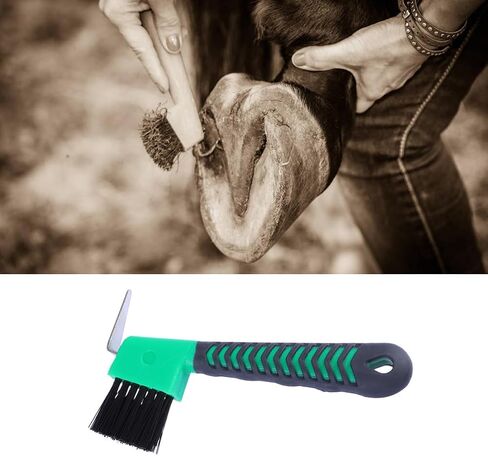 Horse Hoof Pick with Brush, Stainless Steel Metal Pick Rubberized Grip in Kuwait